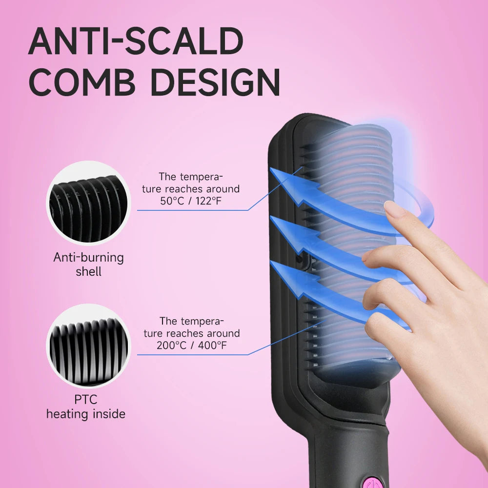 Smart Hair Straightening Brush – Fast Heat Ionic Comb